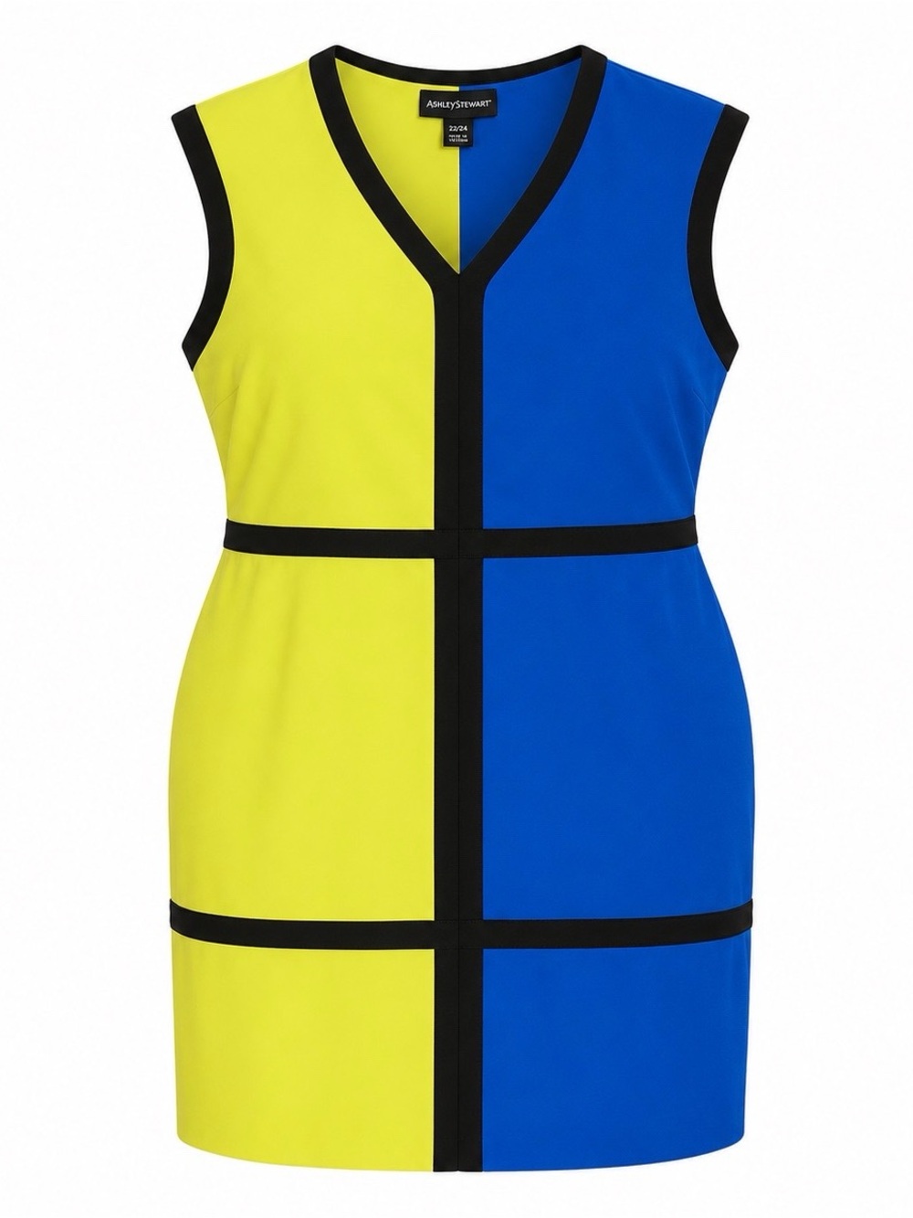 Ashley Stewart Colorblock V Neck Dress 22 Sleeveless NWT